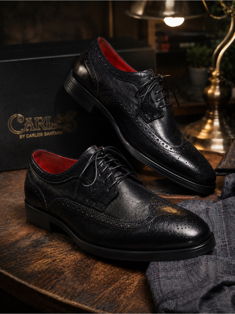 Carlos Santana Black Wingtip Oxford Dress Shoes Men’s Size 11 Brogue Lace Up - Picture 11 of 11